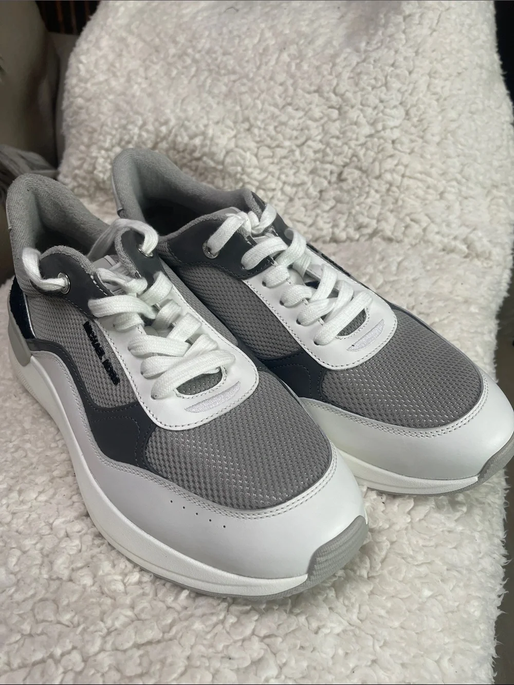 MICHAEL Michael Kors Men's White & Gray Mesh Leather Sneakers